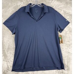 Nike Womens Golf Polo Shirt Navy Blue V-Neck Short Sleeve XL NEW